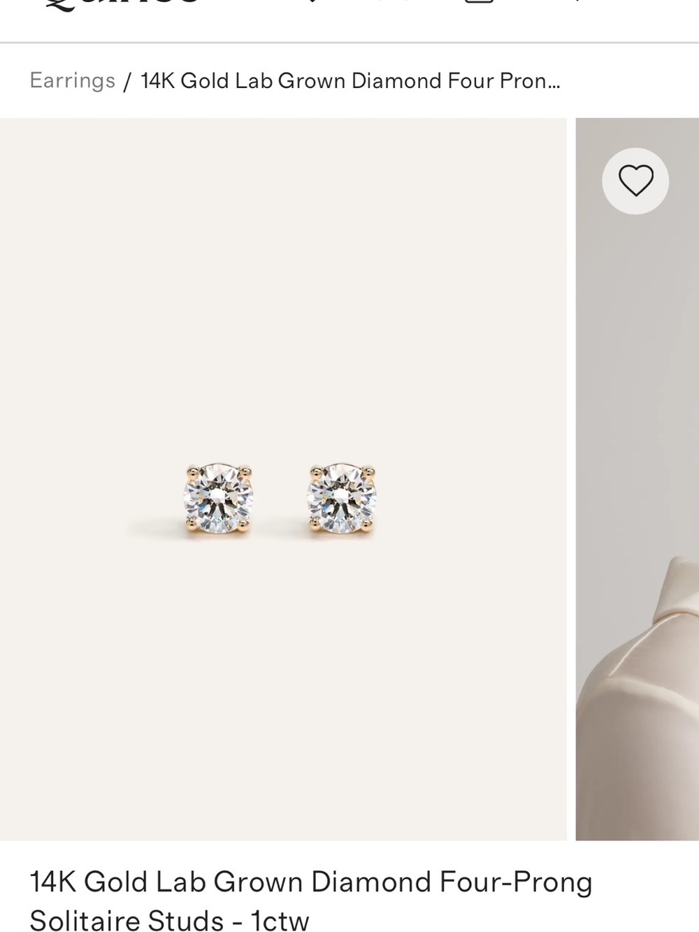 14K Gold Lab-Grown Diamond Solitaire Stud Earrings - 1 ct tw